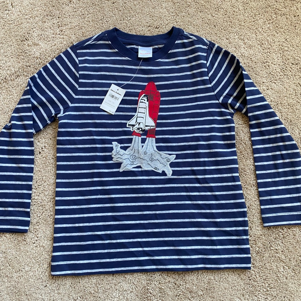 Hanna Andersson Space Shuttle Appliqué Long Sleeve tee